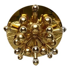 Mid-Century German Brass Atomic Ceiling or Wall Lamp by Dorothee Becker, 1970s
