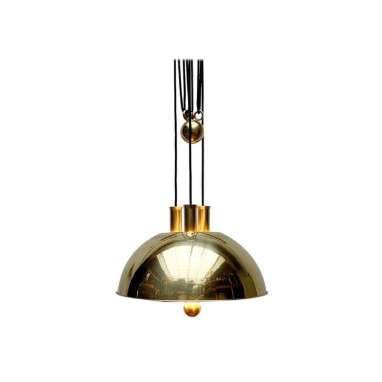 Vintage German Postmodern Hollywood Regency Brass Counterweight Pendant, 1970