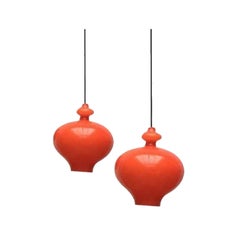 Lot de 2 lampes suspendues en verre A Space du milieu du siècle par Hans-Agne Jakobsson, années 1960