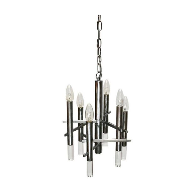 Lampadario italiano Space and Chrome e Arcyl di Gaetano Sciolari, metà del secolo scorso