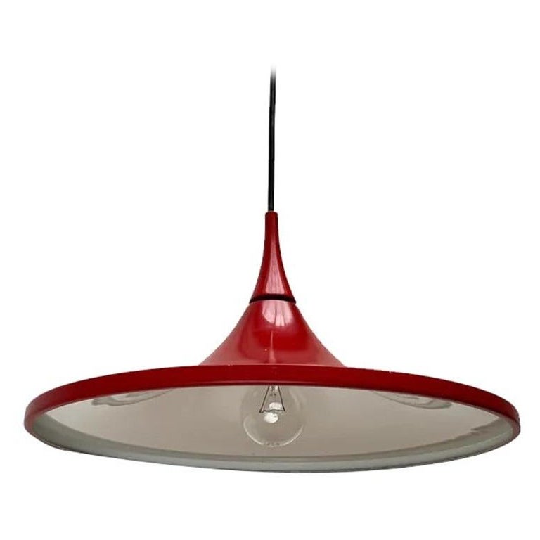 Lampada a sospensione tedesca a tulipano rosso di Rolf Krüger, 1960 in vendita