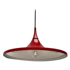 Mid-Century Space Age German Red Tulip Pendant Lamp by Rolf Krüger, 1960s