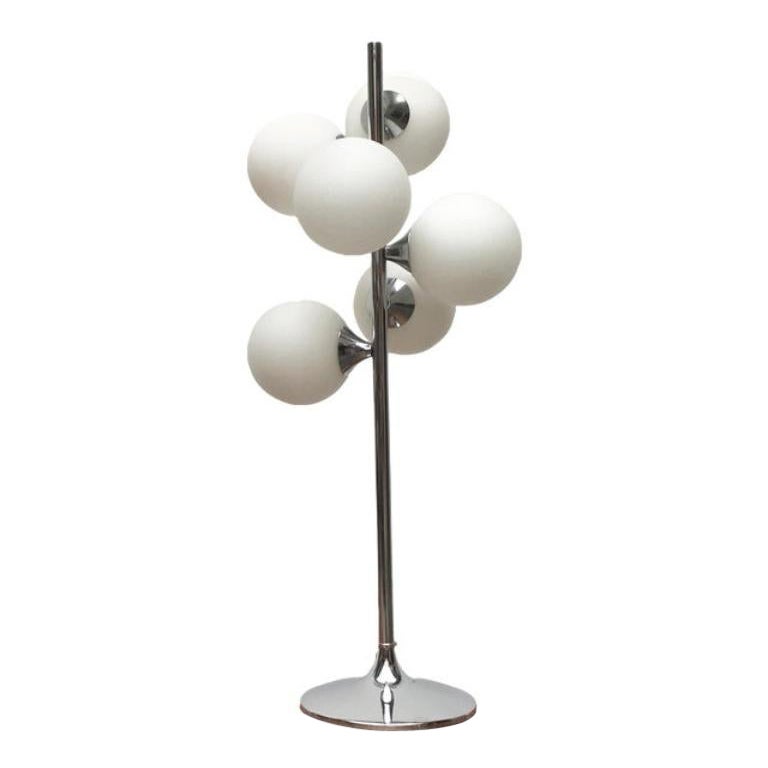 Vintage Space Age Glass & Metal Table Lamp, 1970s