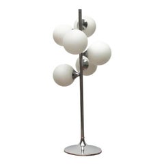 Vintage Space Age Glass & Metal Table Lamp, 1970s