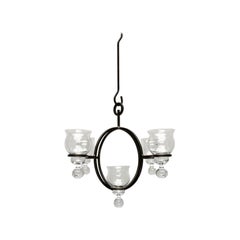 Mid-Century Danish Metal and Glass Candleholder Pendant, 1960s
