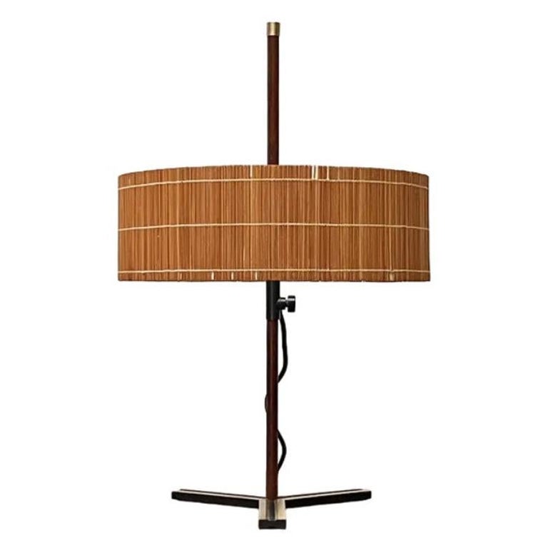 Mid-Century German Minimalist Tripod Teak Table Lamp from Kaiser Leuchten, 1960s For Sale