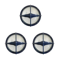 Set of 3 Mid-Century Danish Model Pirat Metal Outdoor Wall Lamps