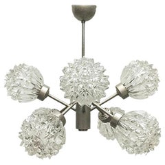Deutscher Mid-Century-Kronleuchter aus Glas und Metall aus dem Space Age-Zeitalter von Richard Essig, 1960er Jahre