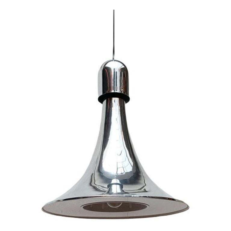 Vintage Italian Silver Pendant Lamp, 1970s