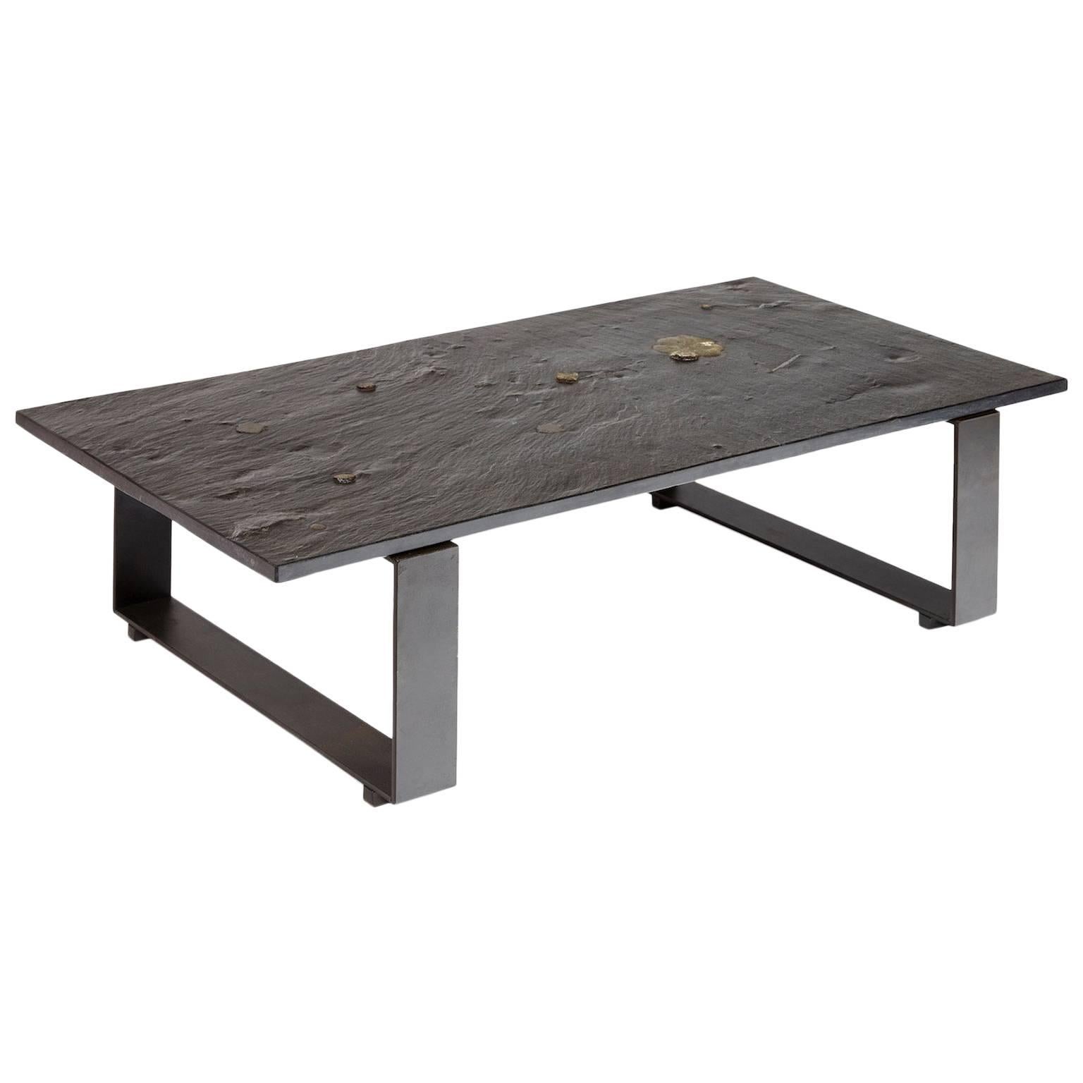 Low Slate Table with Marcassite by Pia Manu For Sale