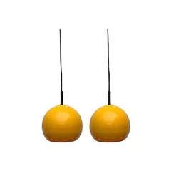 Set of 2 Mid-Century German Space Age Metal Ball Pendant Lamps