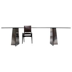 Oval Steel Dining Conference Table Luigi Saccardo Jansen 1970 Midcentury, France