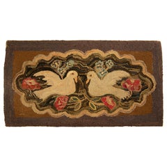 Tappeto quadrato geometrico con ganci antichi e dipinti di colombe gemelle - Rug & Kilim