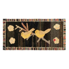 Antique Hooked Rug with Polychromatic Avian Pictorials - Rug & Kilim