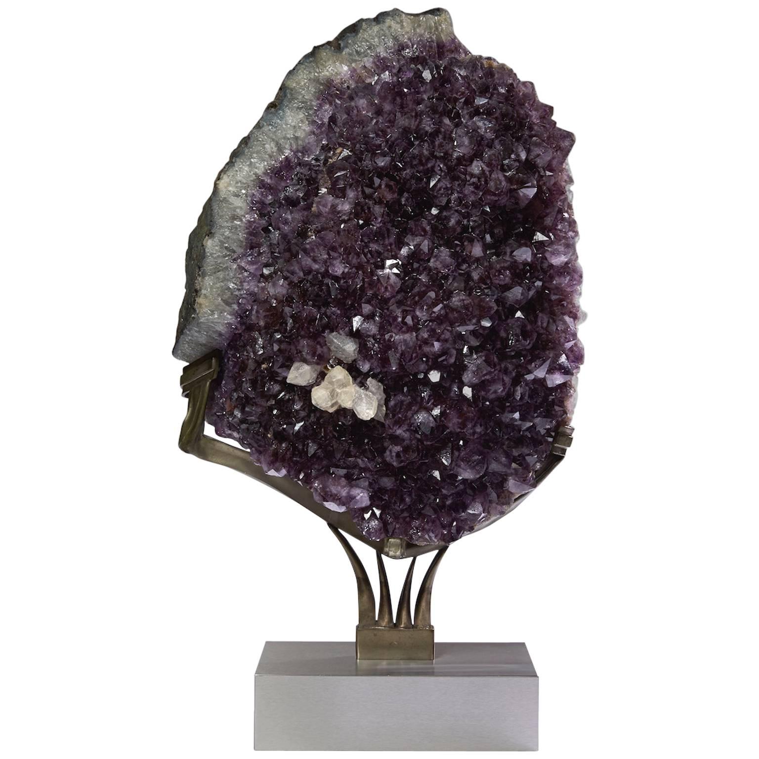 Amethyst Crystal on Steel Base by Ernst Scheubeck