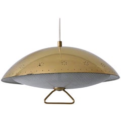 Rare & Elegant Mid-Century Modern Perforated Metal Pendant Lamp Germany 1950