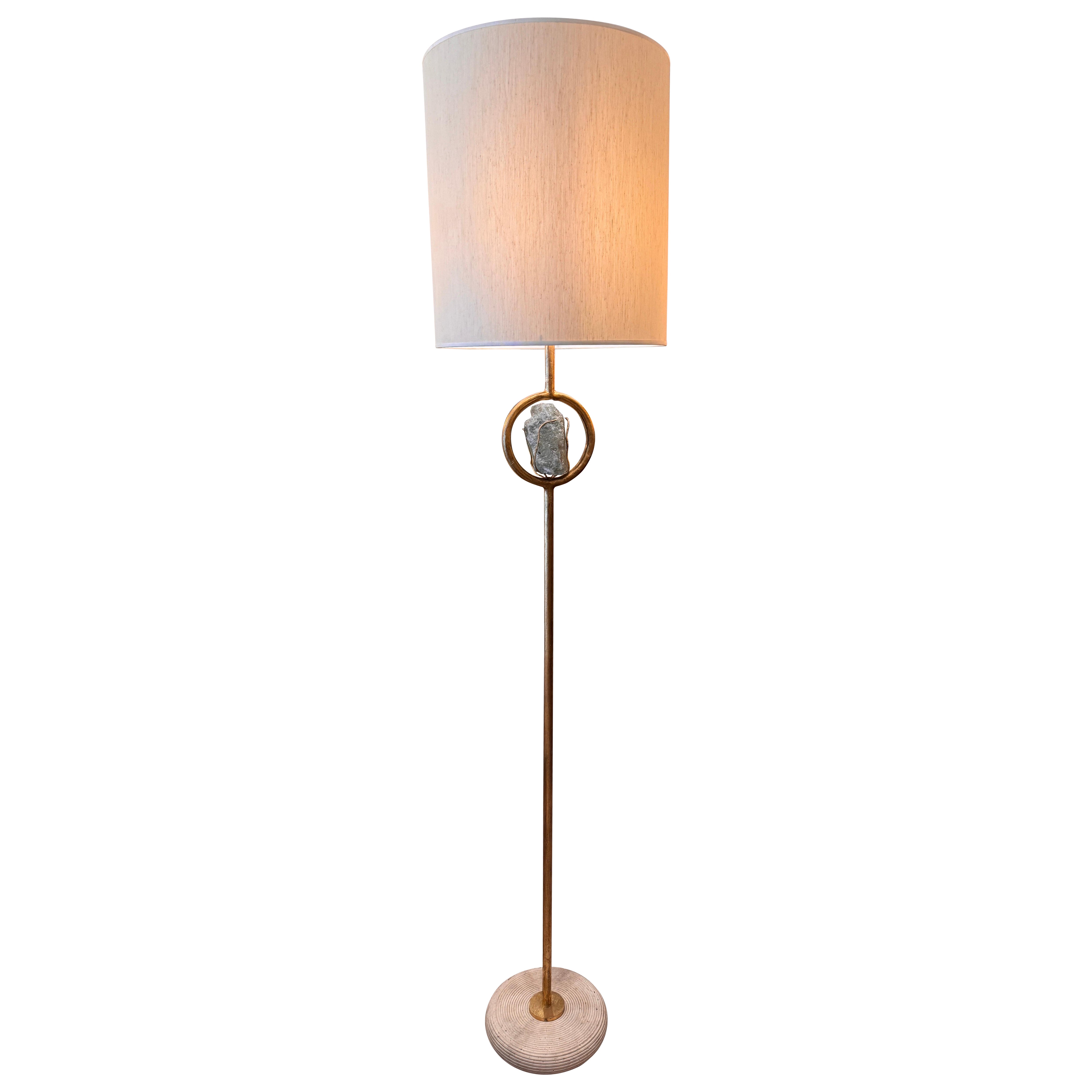 Unique gilt iron floor lamp by Giovanni Banci