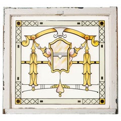 Art Nouveau Style Stained & Etched Glass Window