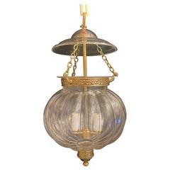 Wonderful Vaughan Pumpkin Brass Glass Bell Jar 2-Light Lantern Pendent Fixture