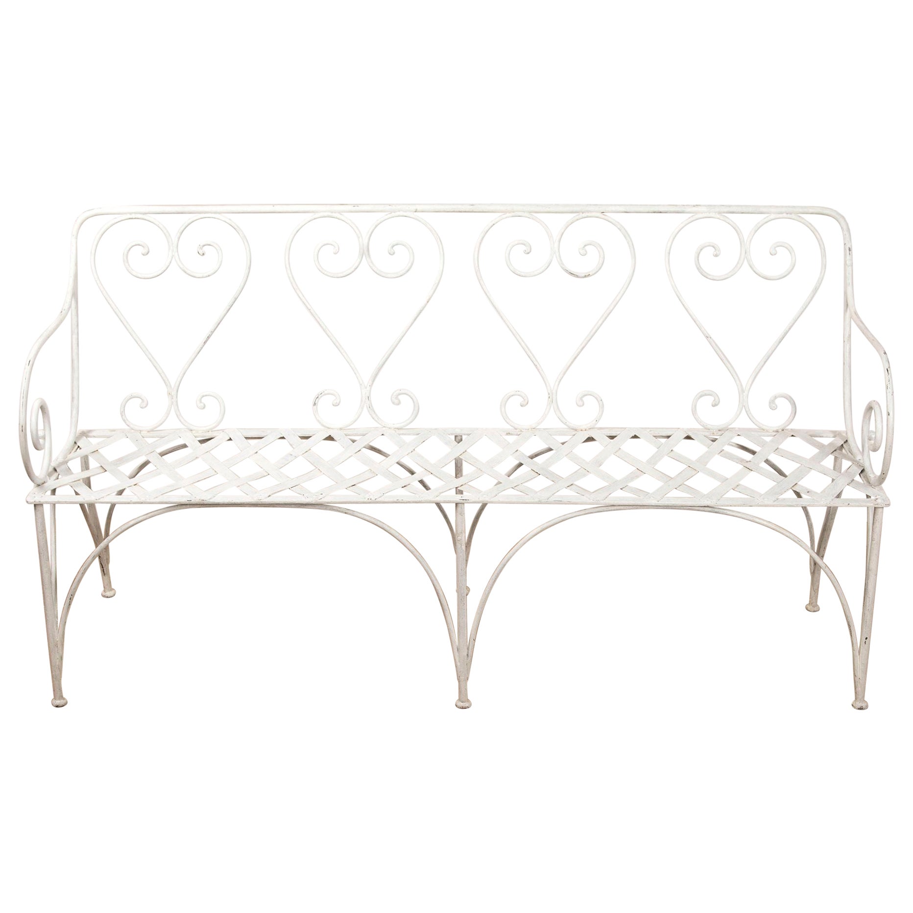 19th Century White Iron French Garden Seat