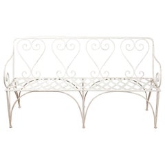 19th Century White Iron French Garden Seat