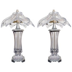 Pair of Mid-Century Transparent Glass Lamps