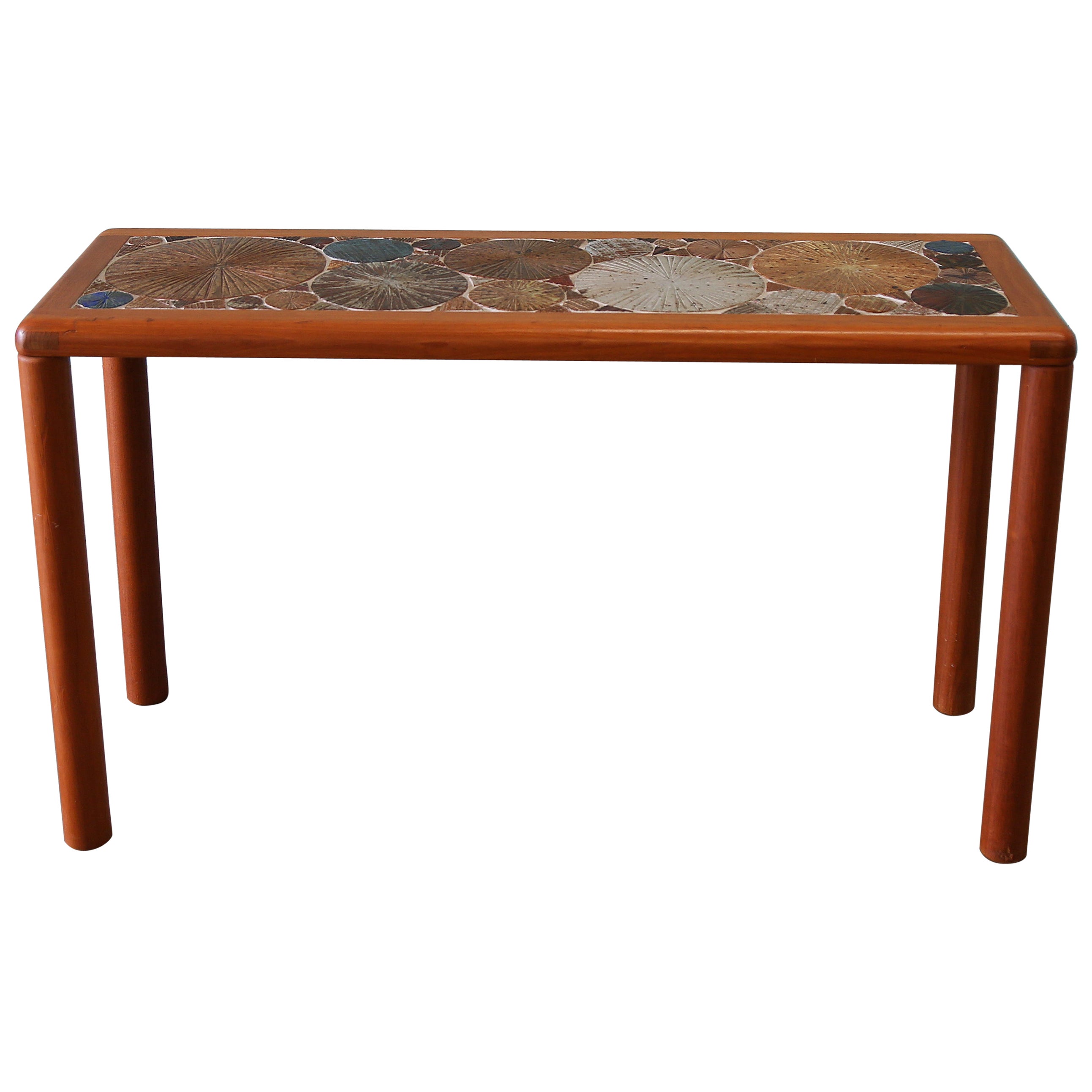1960s Tue Poulsen for Haslev Møbelsnedkeri Teak and Ceramic Console Table Danish For Sale