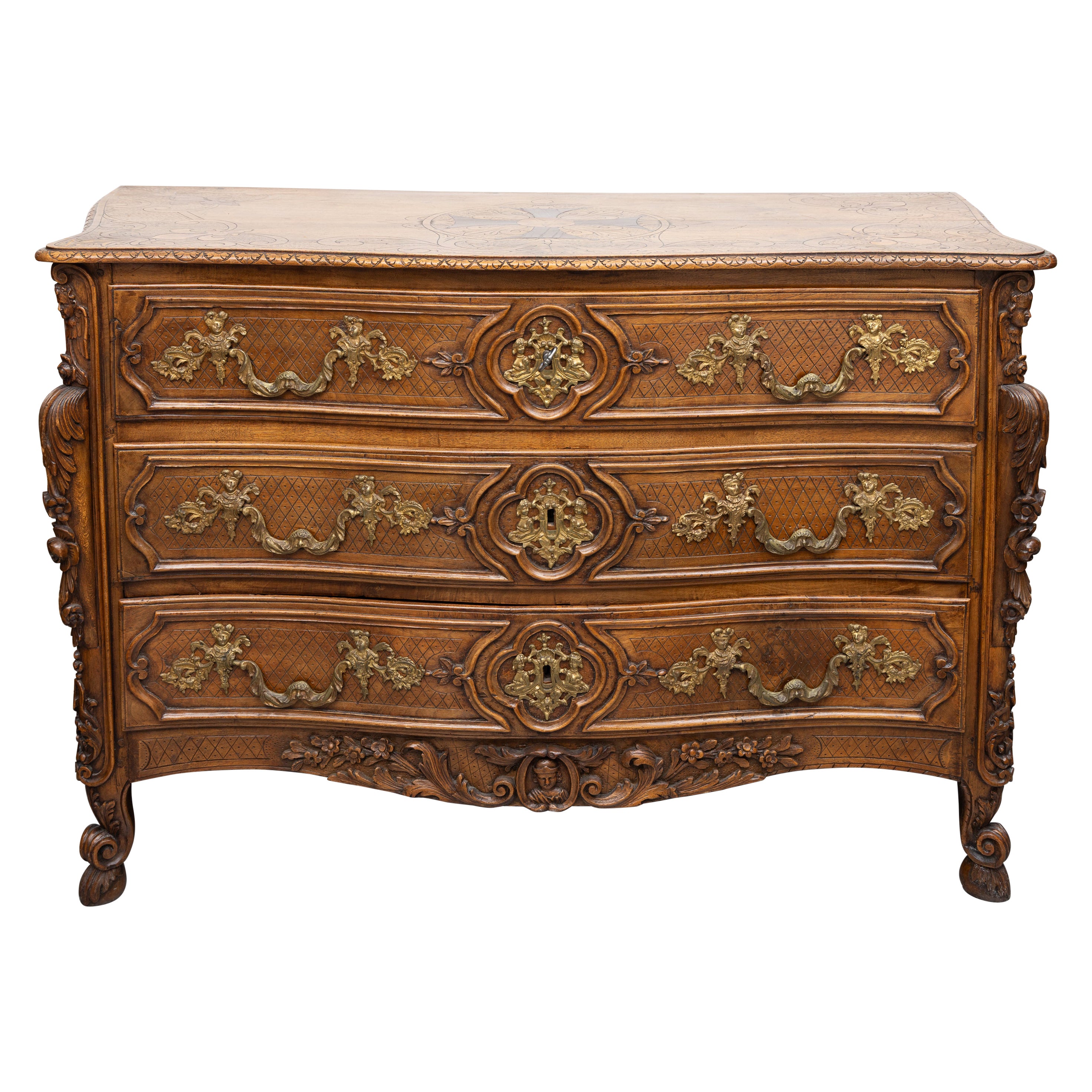 19. Jahrhundert Französisch Louis XV Stil Eiche Provençal Kommode