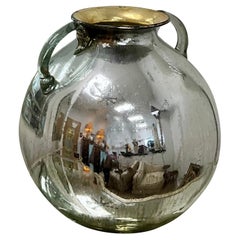 Vintage Bulbous Mercury Glass Vessel with Gold Wash Interior **Descr