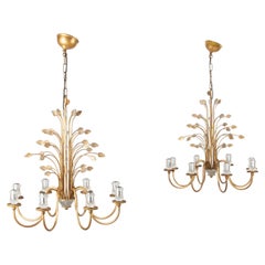 Pair of 20th Century Italian Bagues Style Chandeliers