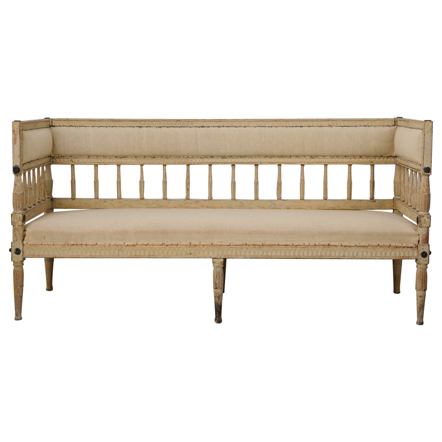 Antique Swedish Sofa from the Gustavian Period, Hand-Made during the Late 1700s