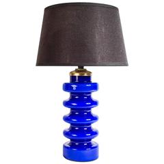Murano Blue Colored Opaline Glass Table Lamp