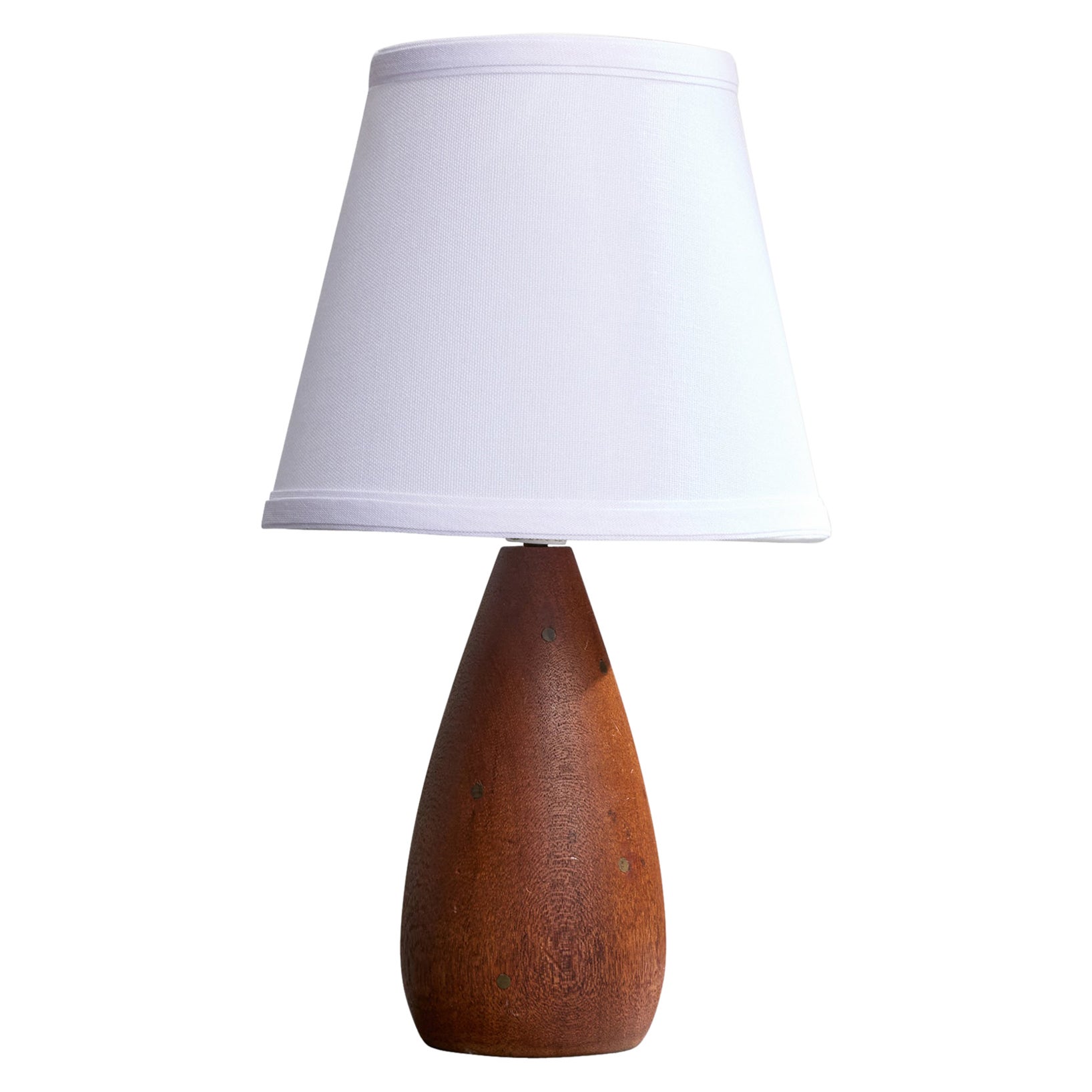 Lampada da tavolo di design danese, teak, ottone, Danimarca, anni '50