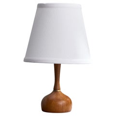 Swedish Designer, Table Lamp, Teak, Brass, Sweden, 1950s