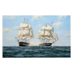 Peinture à l'huile maritime de Shannon battant Chesapeake par Henry Scott R.S.A.