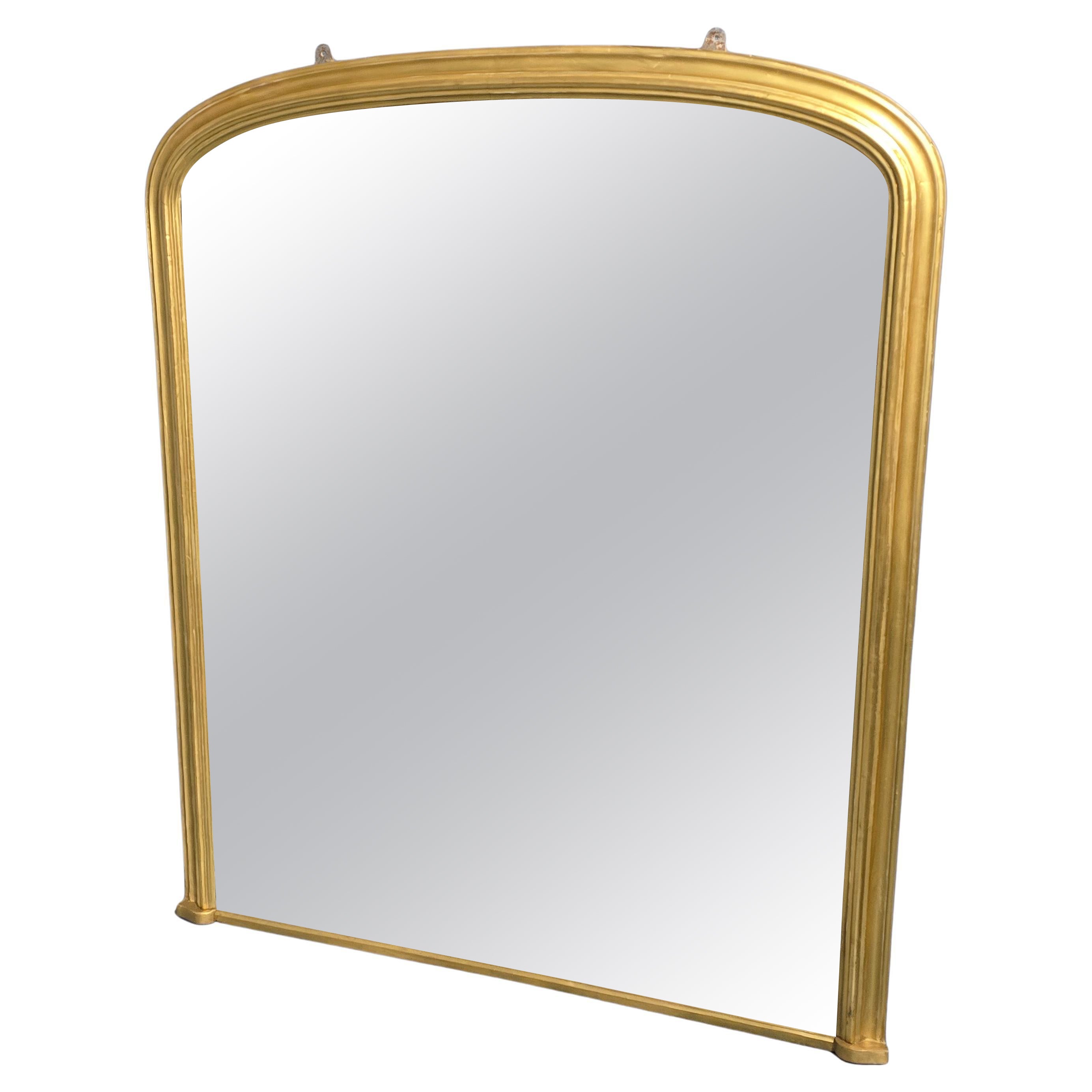 English Gilt Arched Top Overmantle Mirror