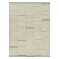 Kilim contemporáneo de Rug & Kilim con texturas de rayas beige, crema y azul