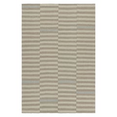 Kilim contemporáneo de Rug & Kilim con rayas texturadas en beige, topo y azul