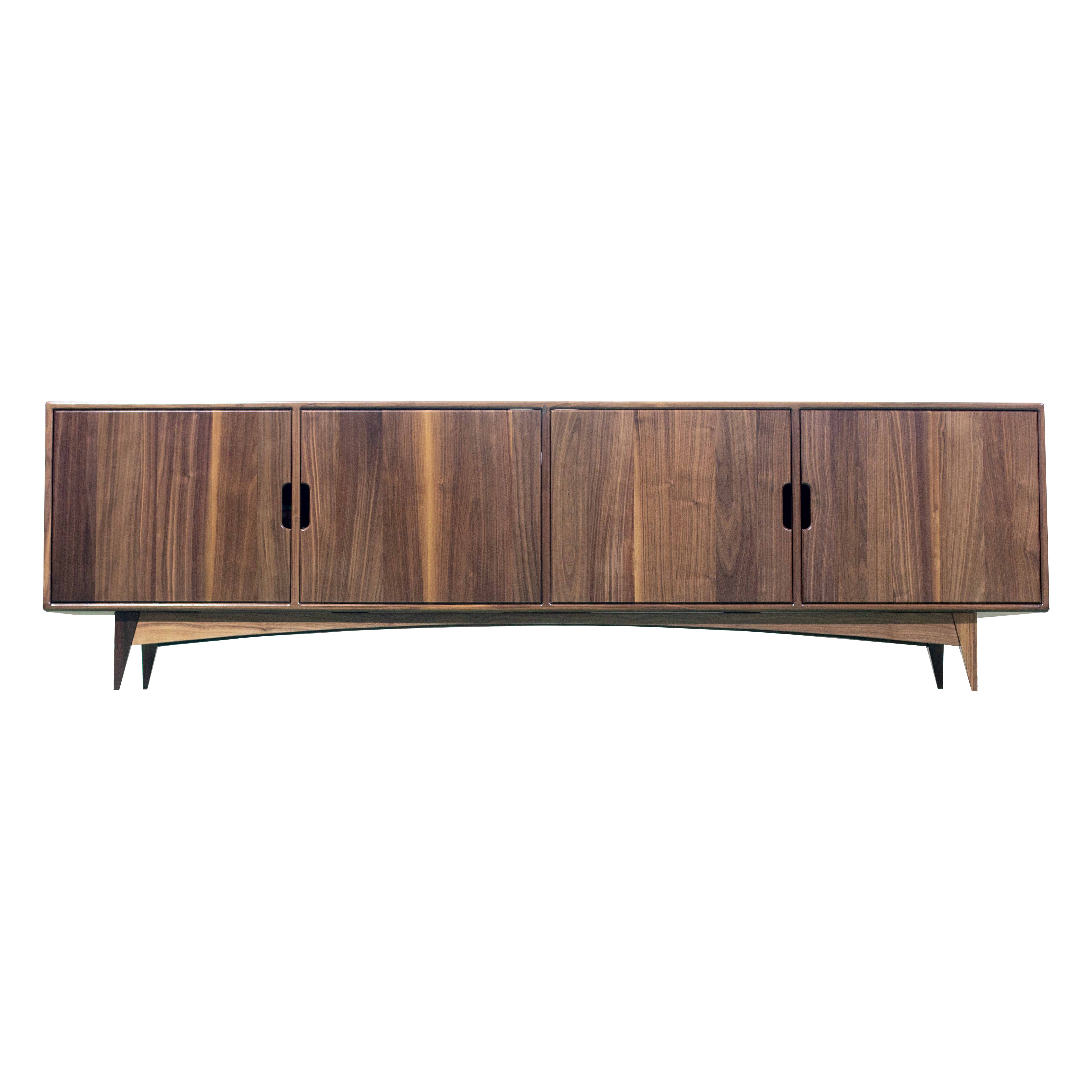 Mid-Century Modern Oversize Credenza in Solid Walnut - Minimalist Artisan Craft