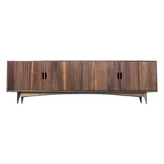 Mid-Century Modern Oversize Credenza in Solid Walnut - Minimalist Artisan Craft