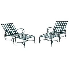 Brown Jordan “Florentine” Pair of Adjustable Lounge Chairs + Ottomans - H.Green