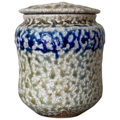 Midcentury Karen Karnes Salt Glazed Cut Lid Stoneware Pottery Jar