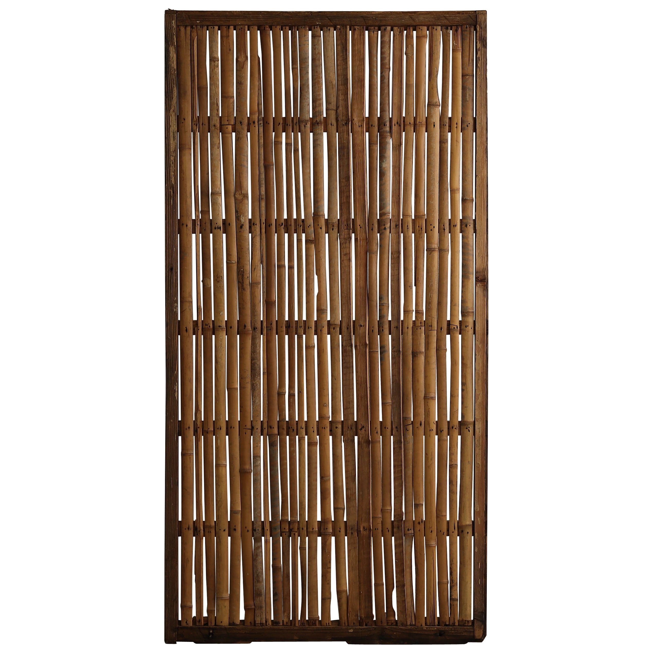 Puerta corredera japonesa antigua de bambú, panel artístico Object Mingei, puerta wabisabi（1）