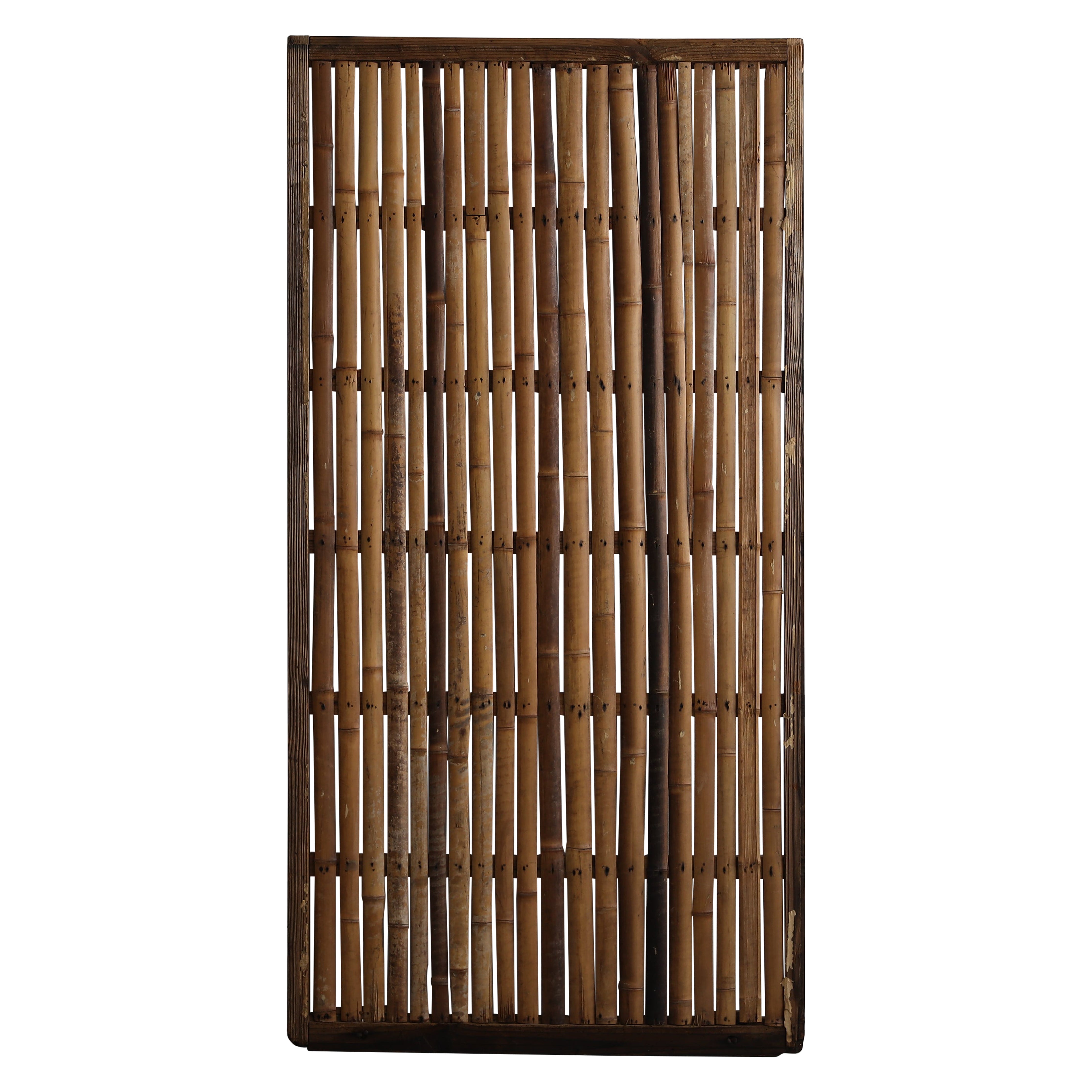 Puerta corredera japonesa antigua de bambú, panel artístico Object Mingei, puerta wabisabi（3）