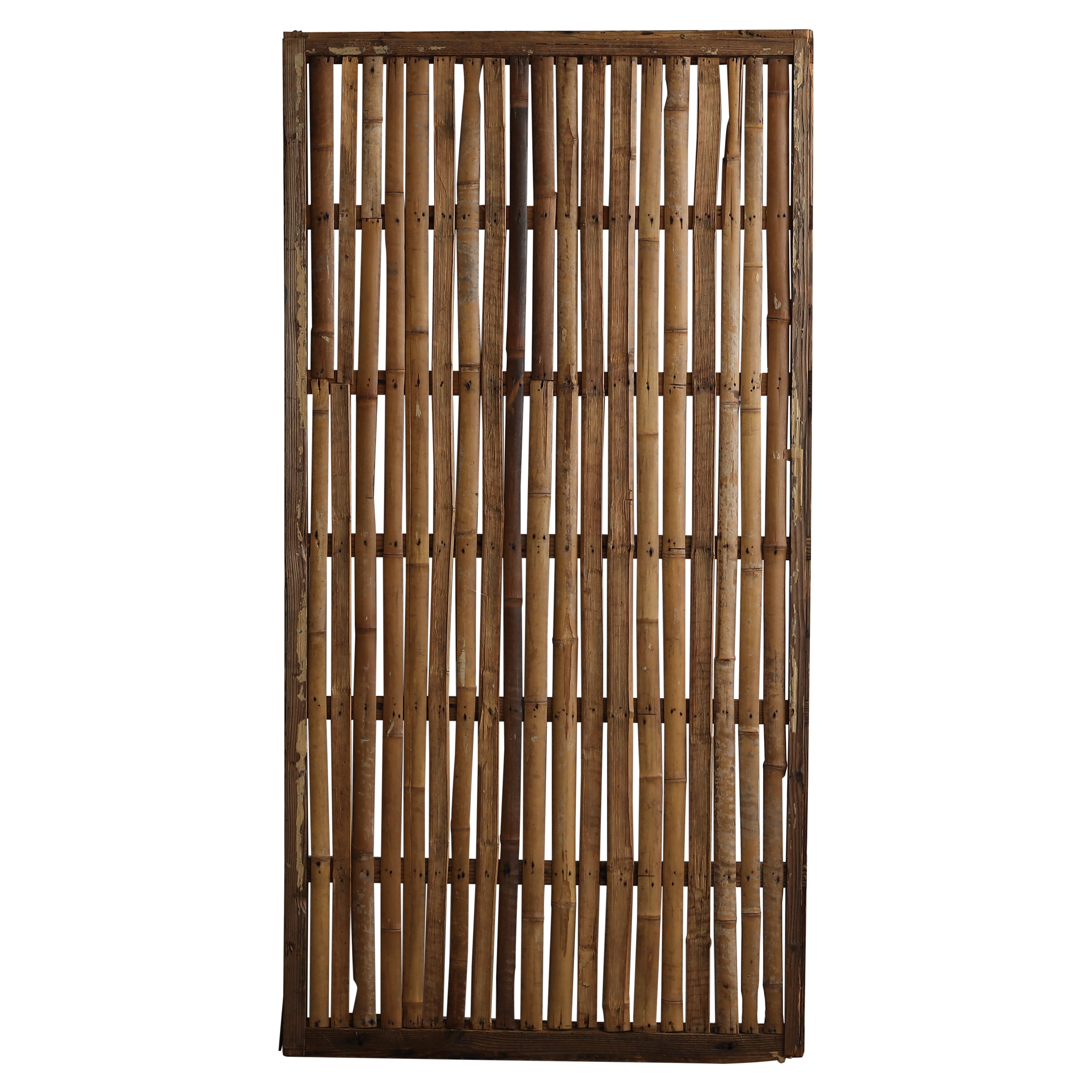 Puerta corredera japonesa antigua de bambú, panel artístico Object Mingei, puerta wabisabi（4）