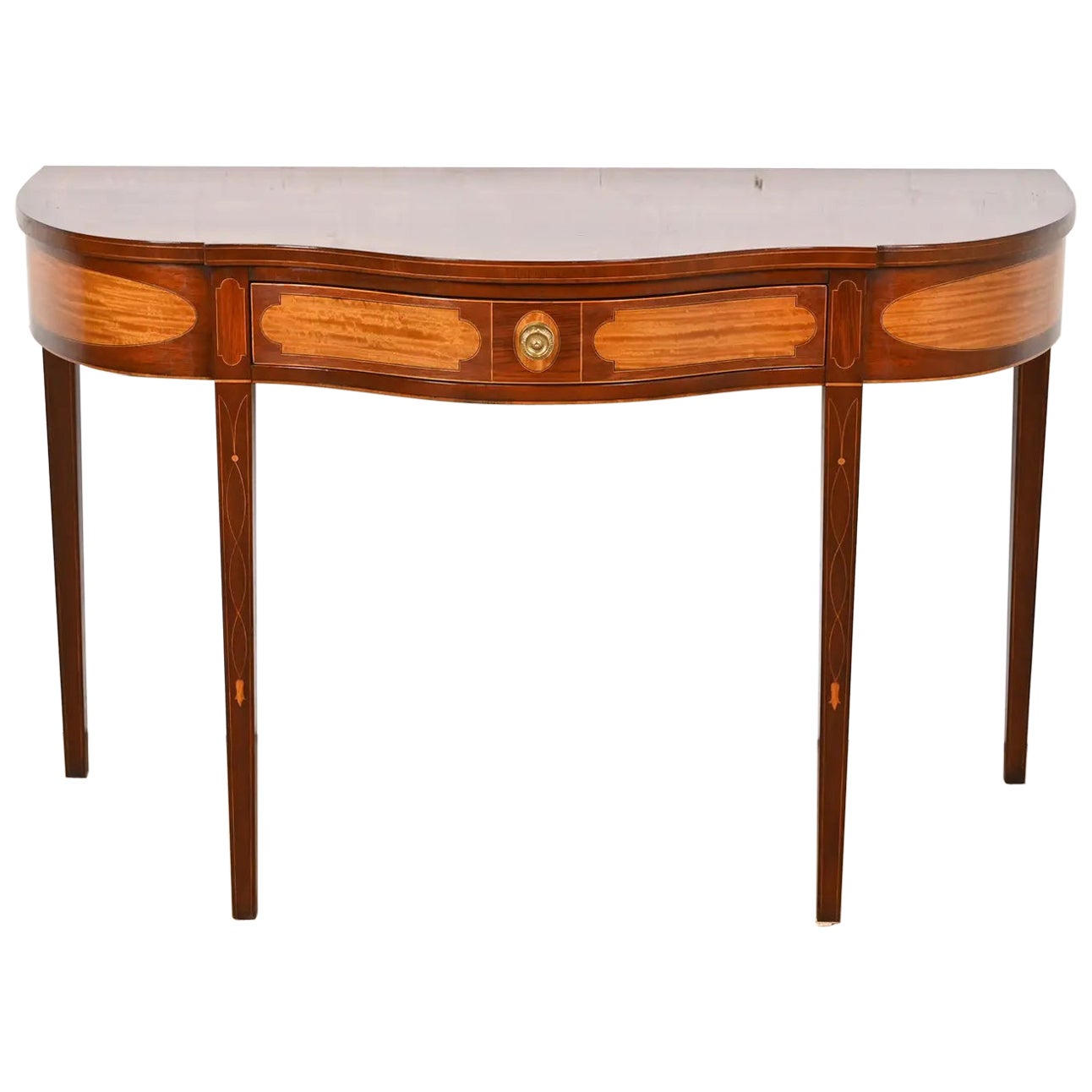 Kindel Furniture Federal Konsolentisch aus Mahagoni und Seidenholz mit Intarsien aus Mahagoni