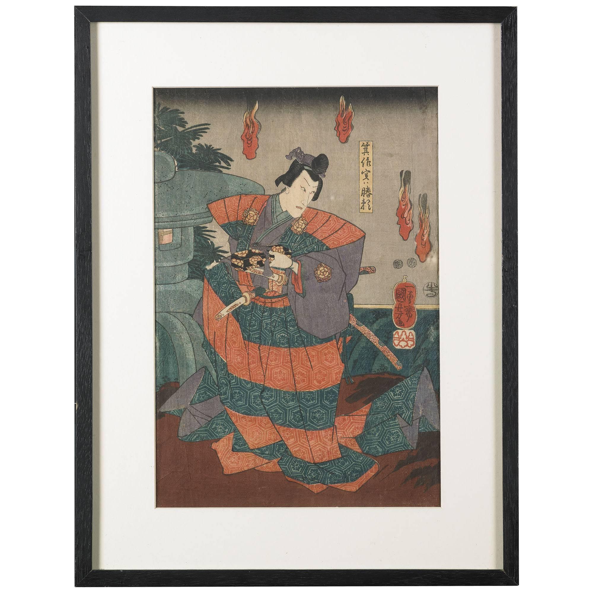 Utagawa Kunisada 'Toyokuni III' Ukiyo-e Print, Edo Period