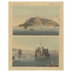 Ansichten von Funchal und Fort Loo, Madeira - Handkolorierter Druck aus Bertuch, um 1800