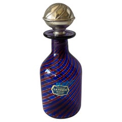 Italian Murano Swirl Glass with Sterling Lid Perfume Bottle