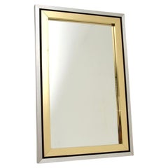 Vintage Italian Brass and Brushed Steel Mirror